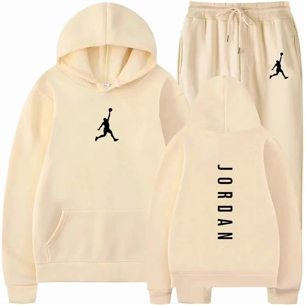Spring & Autumn Men's Sportswear Set – Casual Fitness Basketball Hooded Jumper & Jogging Pants Two-Piece Set