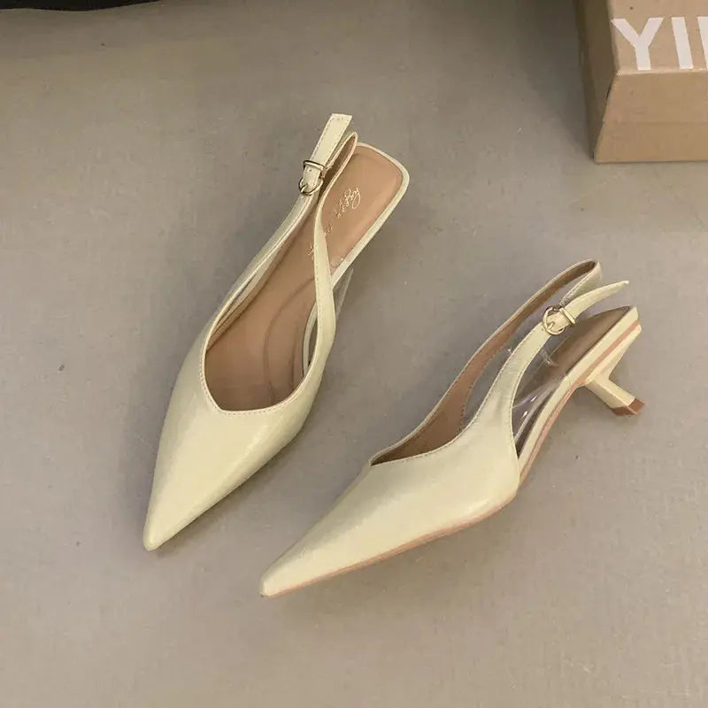 Bailamos Elegant Pointed Toe Slingback Sandals for Women – Low Heel Summer Dress & Office Shoes - Rehmiar
