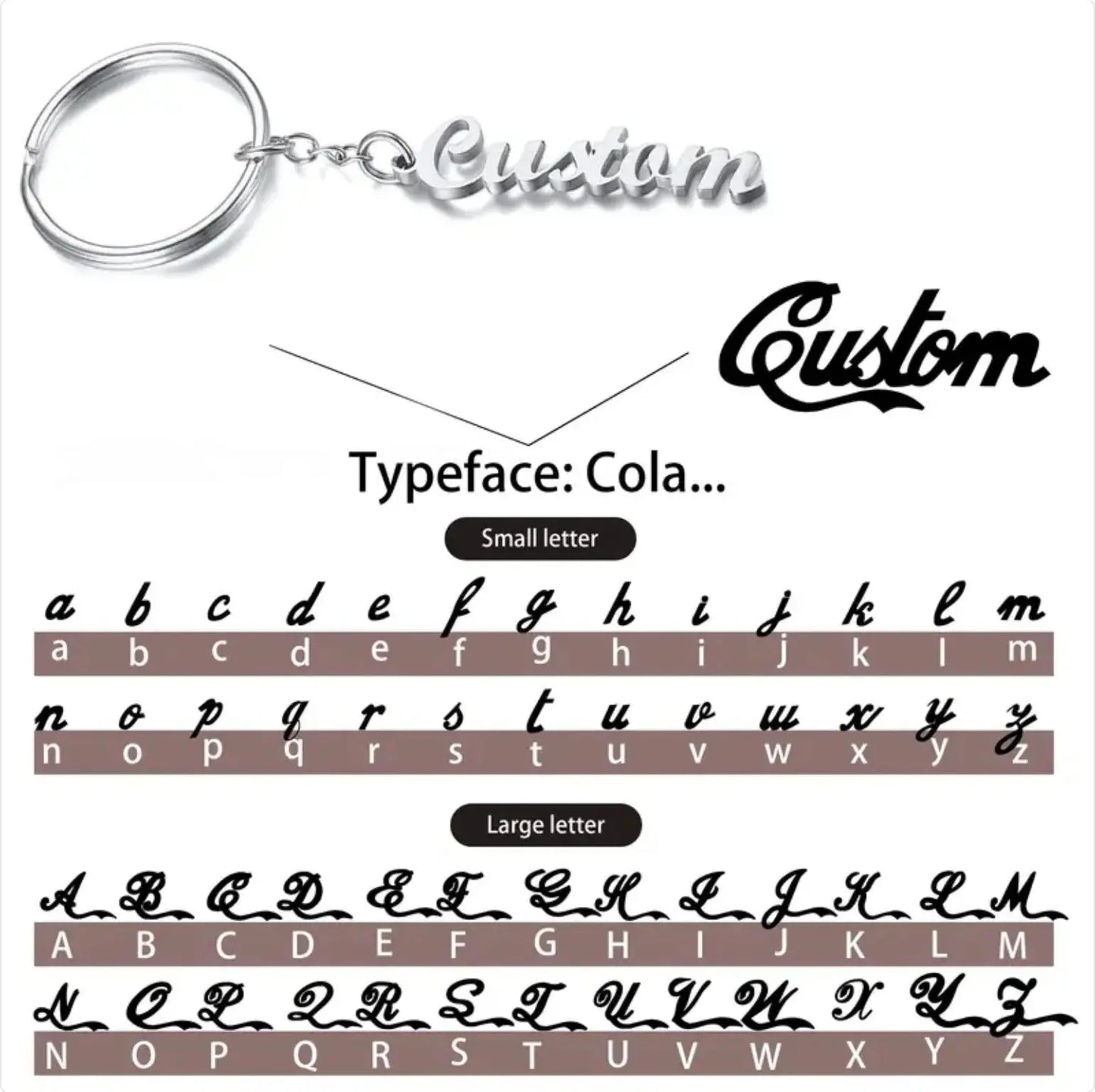 Custom Name Tag Keychain Personalized Letters Stainless Steel Key Chain Ring for Women Men Father's Day Mother's Day