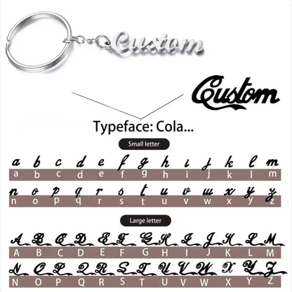 Custom Name Tag Keychain Personalized Letters Stainless Steel Key Chain Ring for Women Men Father's Day Mother's Day