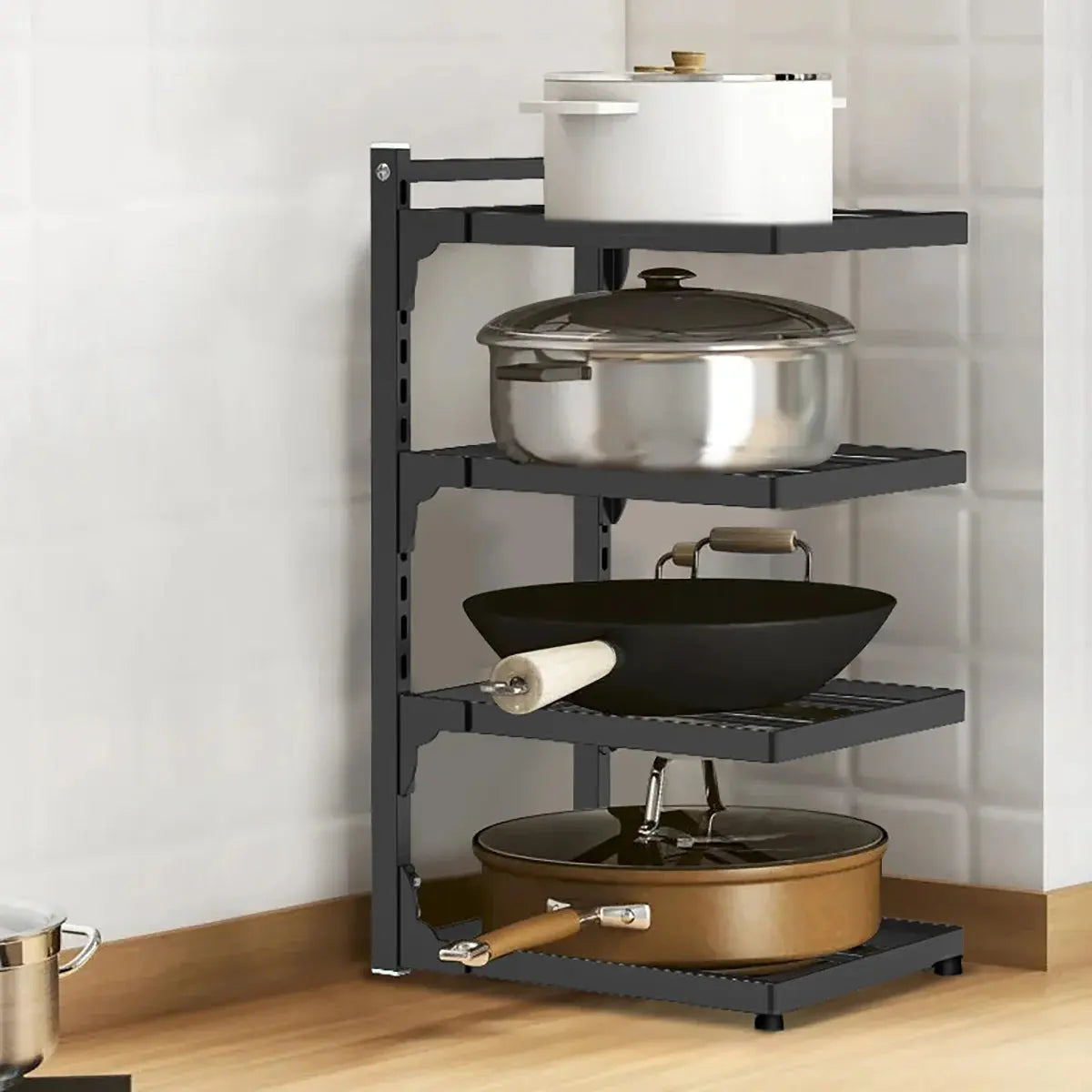 Adjustable Kitchen Shelf – 2-4 Tier Space-Saving Storage Rack for Pots, Under Sink & Corner Use - Rehmiar