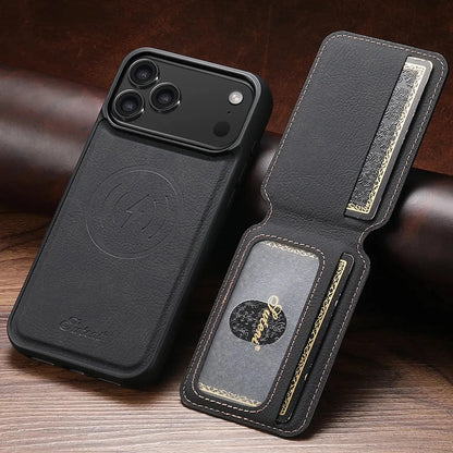 SUTENI Wireless Charging Phone Case Magnet Card Holder Stand Faux Leather For iPhone 17 Pro Max 16 Plus 15 14 13 12 - Rehmiar