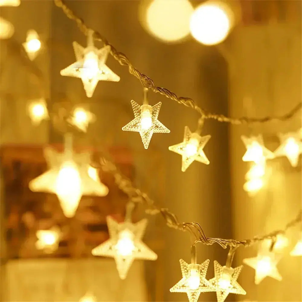 LED Outdoor Star String Lights – Fairy Garland for Party, Wedding, Garden & Home Decor - Rehmiar