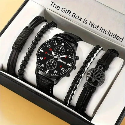 Men’s Hip Hop Style Quartz Watch with Bracelet Set – Fashion Luxury Sports Wristwatch - Rehmiar