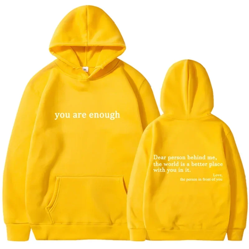 Trendy "You Are Enough" Hoodie – Unisex Retro Pullover, Street Hip Hop Top for Men & Women, Hot Selling