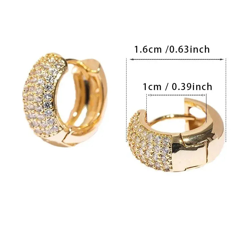 Zirconia Pave Hoop Earrings Unisex Huggie Earrings Hip Hop Party Wedding Jewellery - Rehmiar