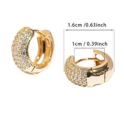 Zirconia Pave Hoop Earrings Unisex Huggie Earrings Hip Hop Party Wedding Jewellery - Rehmiar
