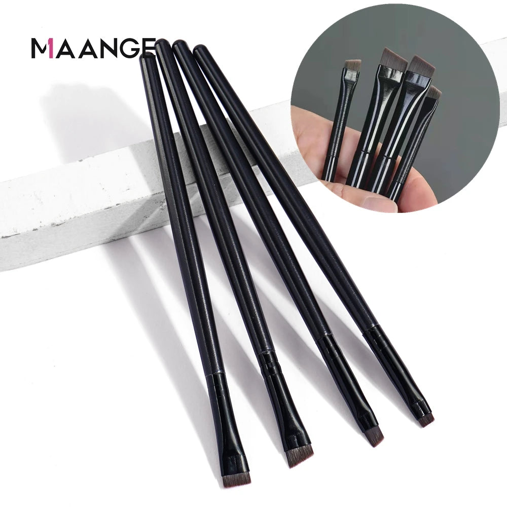 MAANGE 4 Pieces Eyebrow Contour Makeup Brush Eyeliner Brush Portable Small Angle Eyebrow Brush