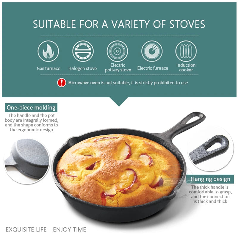 Cast Iron Frying Pan, Non-stick Skillet Breakfast Pan Omelette Pancake Pot Induction Cooking Cookware Rehmiar
