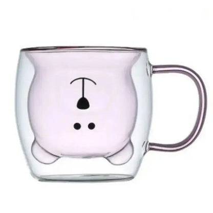 Cute Bear 250ml Double-Wall Glass Cup – Insulated Mug for Hot & Cold Drinks, Ideal Gift for Valentine's Day or Anniversary Rehmiar