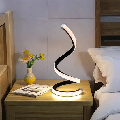 Creative Spiral LED Night Light – Dimmable 3-Color Table Lamp for Living Room, Office, Bedroom & Bedside Decor, USB Plug-In - Rehmiar