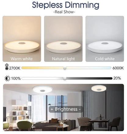 Smart RGB LED Ceiling Lamp – APP & Remote Control, Dimming, Music Sync with Speaker for Living Room & Bedroom - Rehmiar