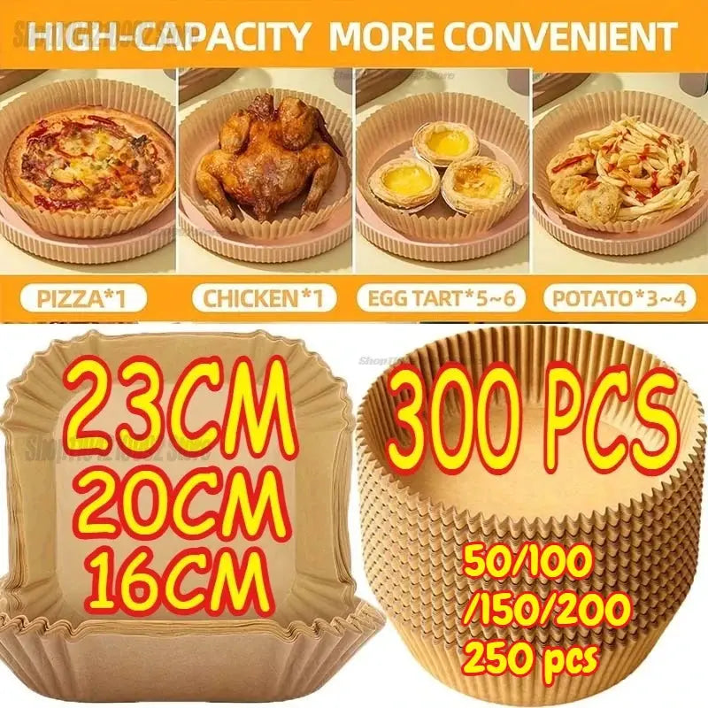 Air Fryer Disposable Paper Liners Square Round Non-Stick Baking BBQ Oil Absorbing Paper - Rehmiar