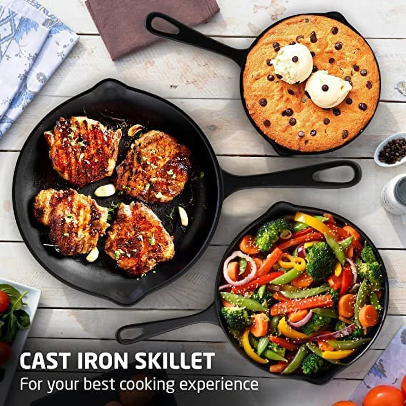 Cast Iron Frying Pan, Non-stick Skillet Breakfast Pan Omelette Pancake Pot Induction Cooking Cookware Rehmiar