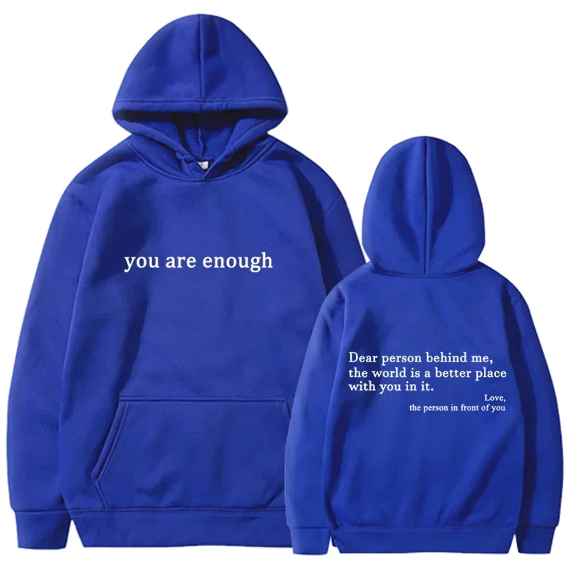 Trendy "You Are Enough" Hoodie – Unisex Retro Pullover, Street Hip Hop Top for Men & Women, Hot Selling
