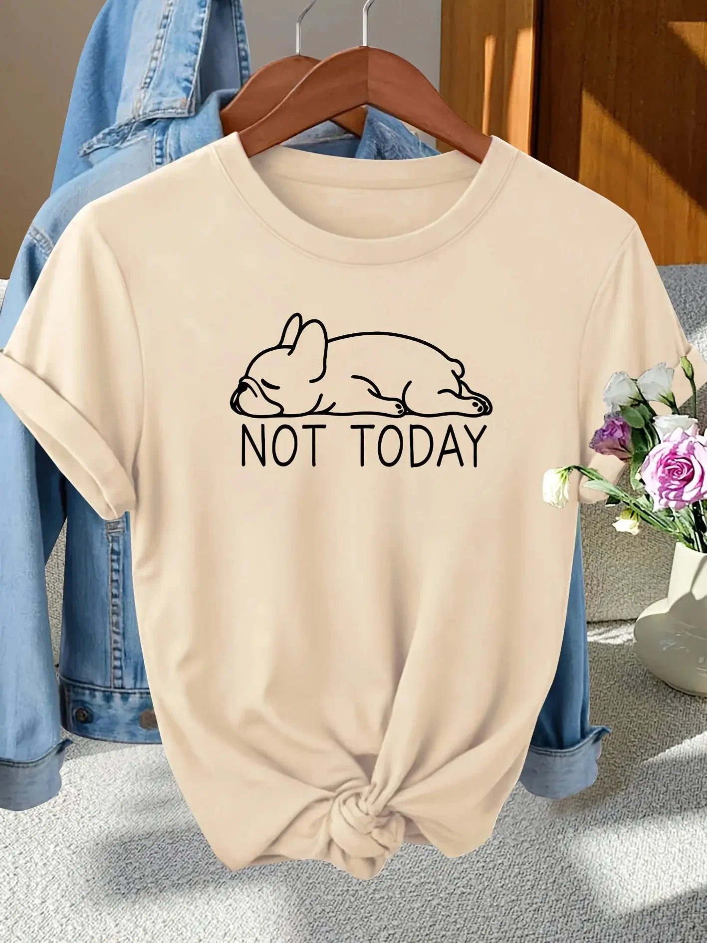 Women’s French Bulldog Graphic T-Shirt, Harajuku Short Sleeve Casual Streetwear Top - Rehmiar