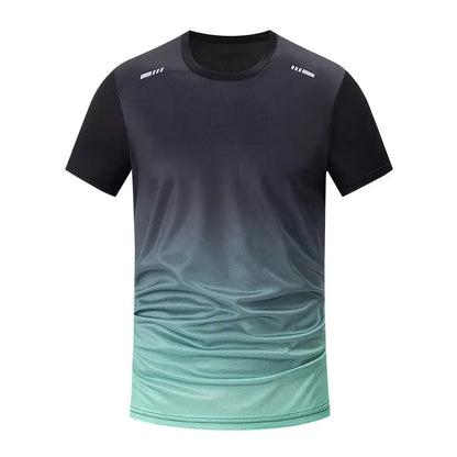 Men's Seasonal Sports Short Sleeve Top & Running Shorts Set – Gradient Quick Drying Multi-Colour Casual Set - Rehmiar