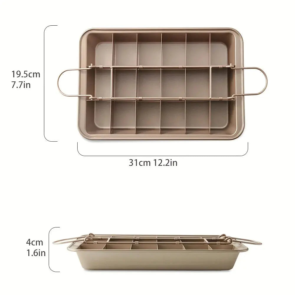 Stainless Steel Brownie Cake Pan with Dividers – Non-Stick Square Loaf Pan for Muffins & Blondie Bakeware - Rehmiar