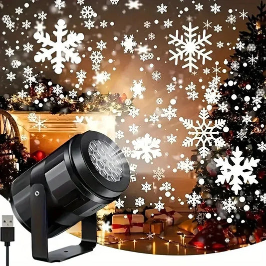 Large Snowflake Projector Lights LED Christmas Decorations Rotating Stage Lamp Rehmiar