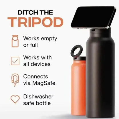 24oz Insulated Stainless Steel Water Bottle – Magnetic Lid with Phone Holder - BPA-Free - Rehmiar