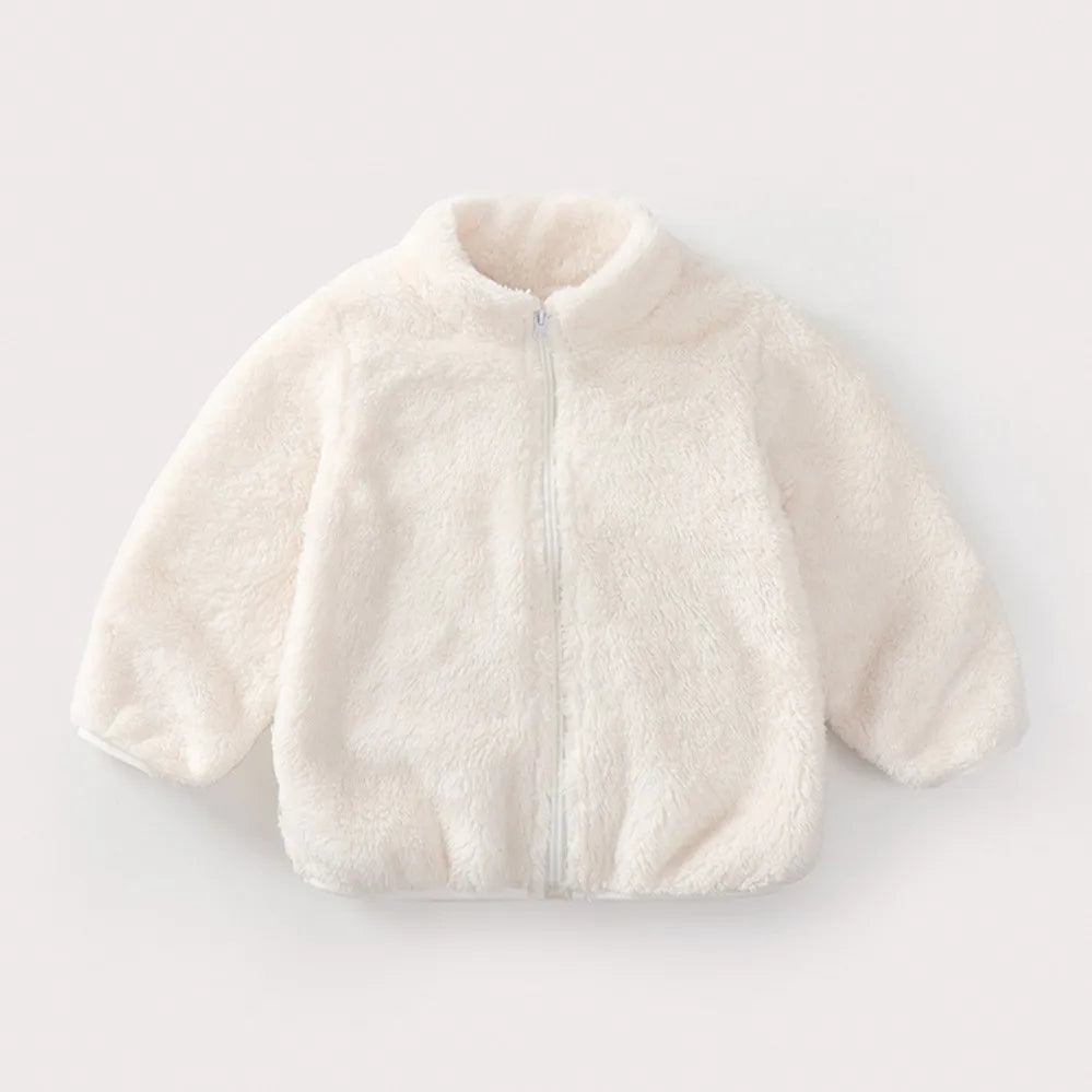 Solid Colour Children Plush Coat Autumn Winter Warm Baby Girl Boy Casual Jacket