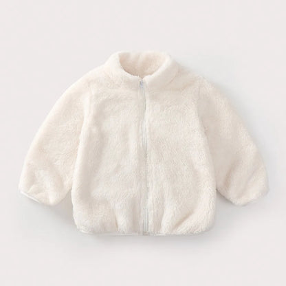 Solid Colour Children Plush Coat Autumn Winter Warm Baby Girl Boy Casual Jacket