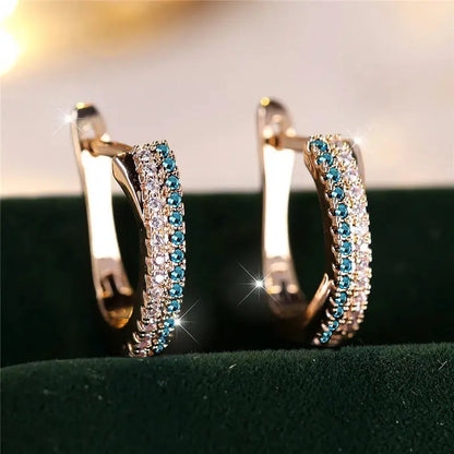 Red Zircon Clip On Earrings Gold Tone Wedding Party Jewellery for Women - Rehmiar