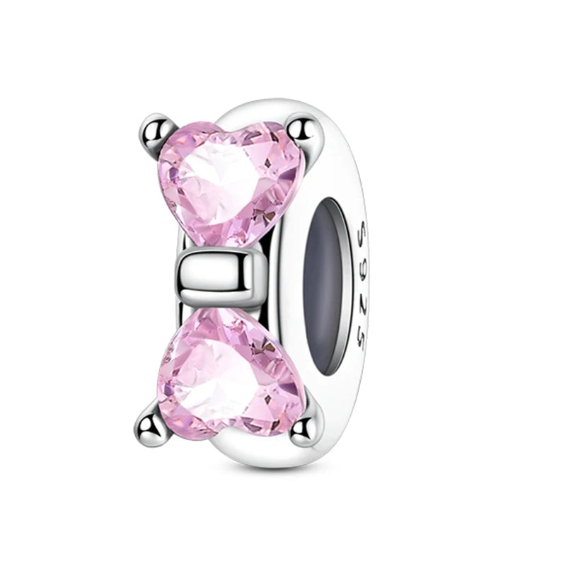 925 Sterling Silver Rainbow Zircon Beautifully Shaped Silicone Stopper Charms Beads - Rehmiar