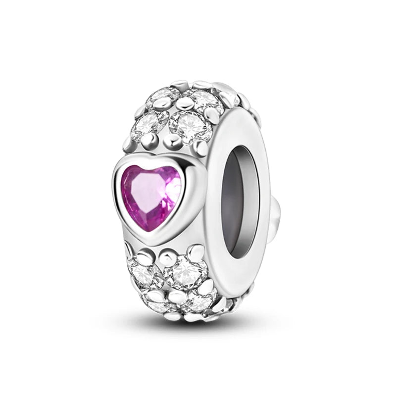 925 Sterling Silver Rainbow Zircon Beautifully Shaped Silicone Stopper Charms Beads - Rehmiar