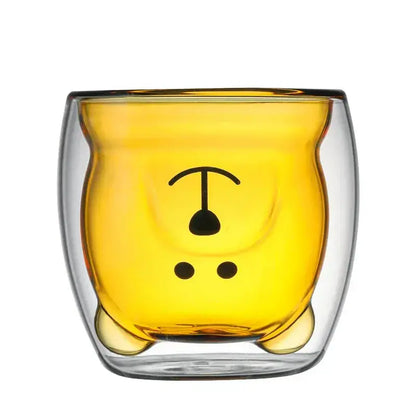 250ml Double-Wall Glass Mug – Cute Bear Design for Milk, Coffee, Tea & Juice, Valentine's Day & Anniversary Gift Rehmiar