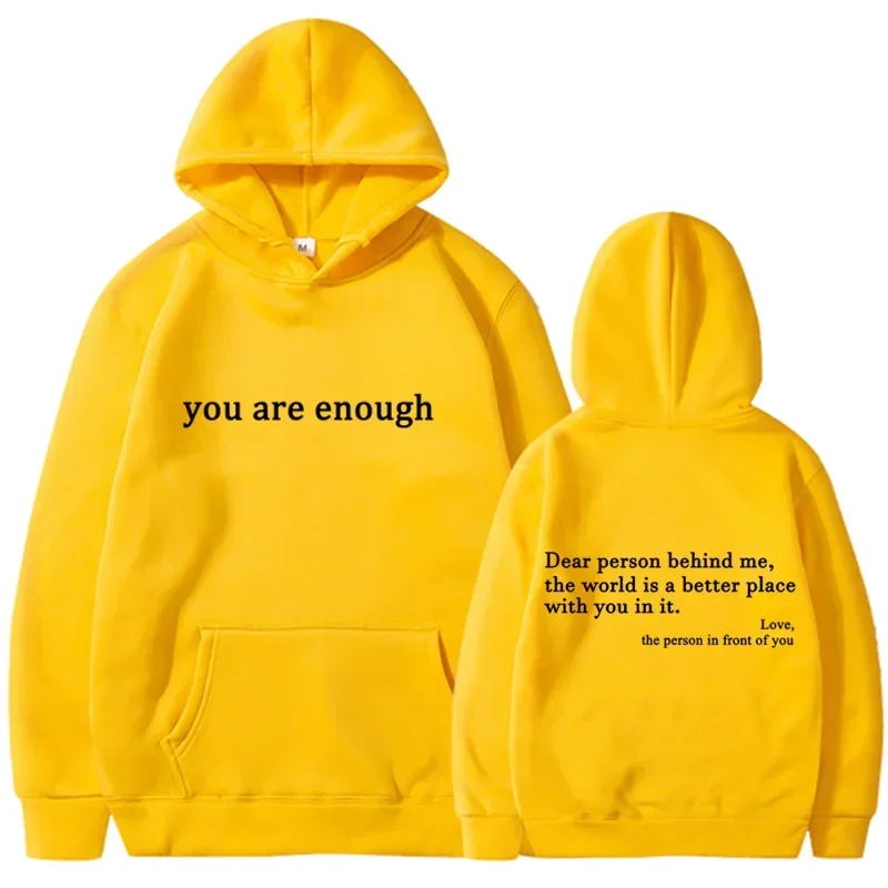 Trendy "You Are Enough" Hoodie – Unisex Retro Pullover, Street Hip Hop Top for Men & Women, Hot Selling