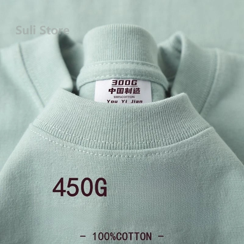 450G High Quality 100% Cotton Unisex Summer T-Shirt - Rehmiar