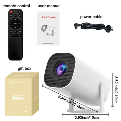 Portable Smart Projector with Wi-Fi 6 & Bluetooth 5.0 – Native 720P Supports 4K, Adjustable Screen, 180° Rotation