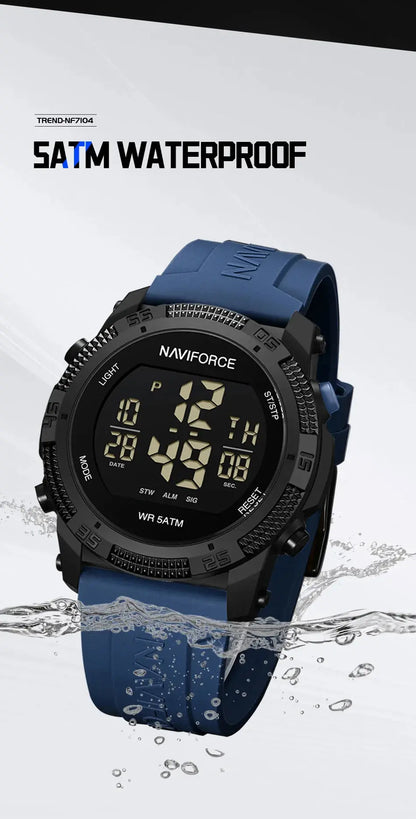 Naviforce  Luxury Men's Fashion Watch – Water Resistant Silicone Strap LCD Electronic Clock