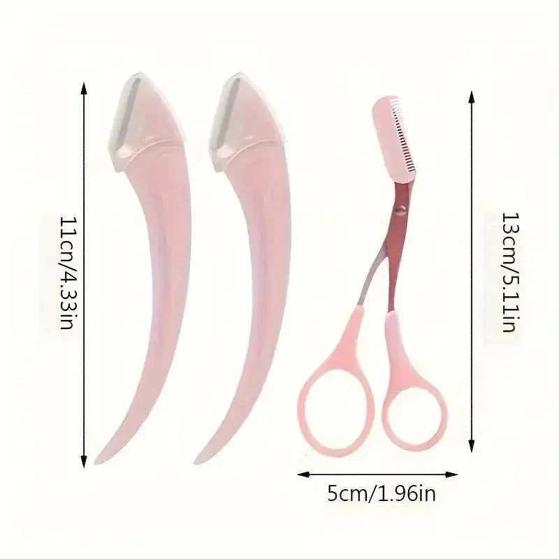 Eyebrow Trimmer Set – Curved Razor, Scissors with Comb, Easy Beauty Tools for Beginners - Rehmiar