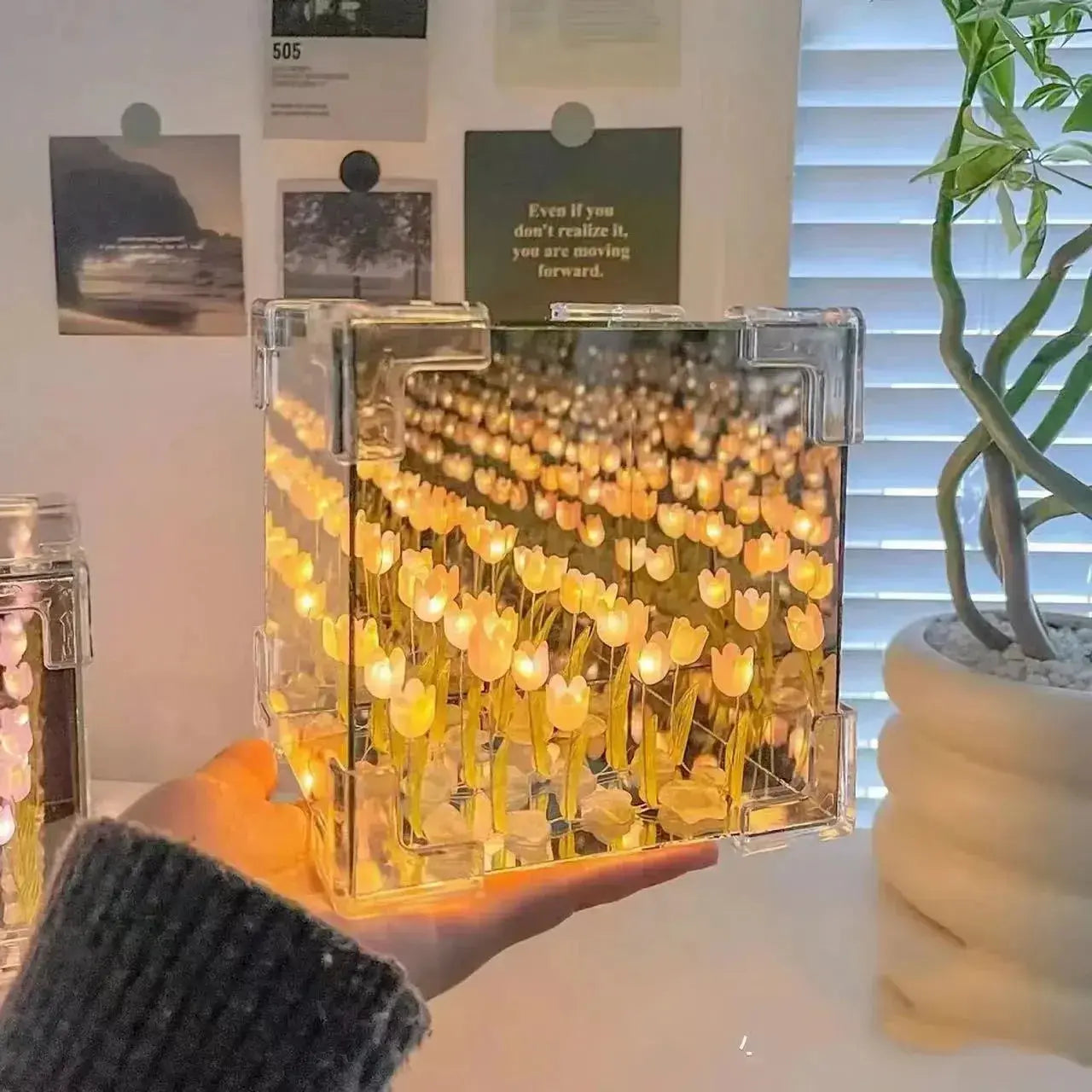 DIY Tulip Flower Cube Night Light – 3D Creative Handmade Lamp Gift - Rehmiar