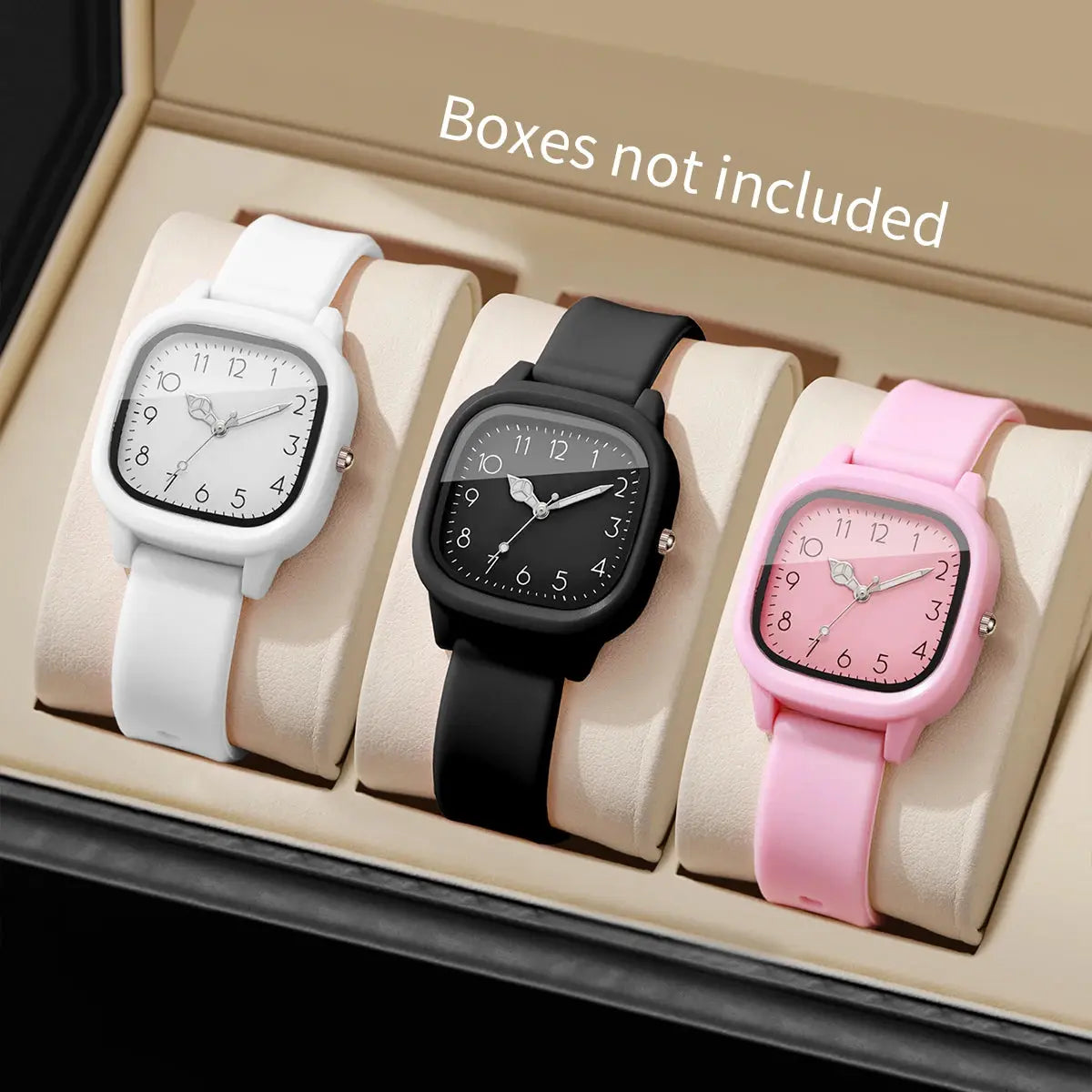 1/3/10PCS Women’s Silicone Band Quartz Watch Set – Casual Trendy Dial Wristwatches (No Box) - Rehmiar