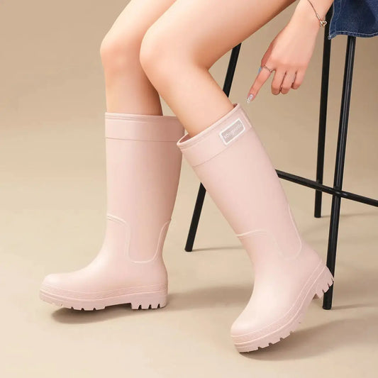 Women’s Knee-High Rain Boots – Waterproof Thick Sole Outdoor & Camping Boots - Rehmiar
