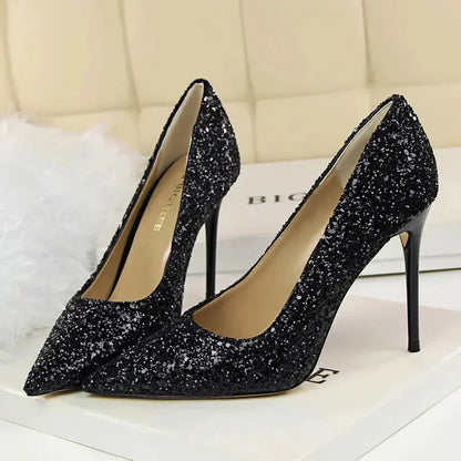 Sparkly Wedding High Heel Pumps for Women – Glitter Bridal Party Shoes (7cm & 9.5cm) - Rehmiar