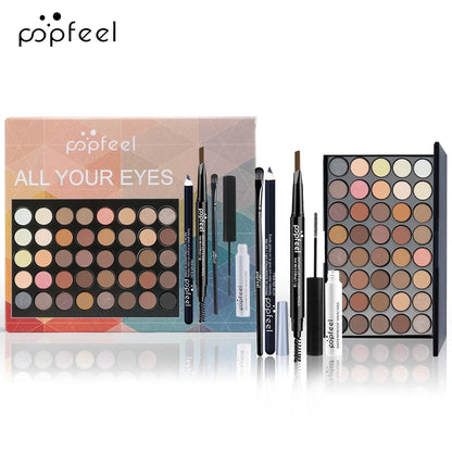 POPFEEL Eye Makeup Set, Eyeshadow Palette, Eyeliner, Mascara, Eyebrow Pencil, Makeup Set Box