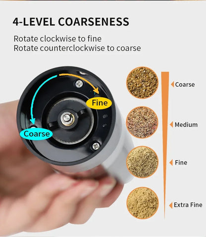 USB Rechargeable Electric Salt and Pepper Grinder – Adjustable Coarseness, Large Capacity Auto Spice Mill for Kitchen Cooking
