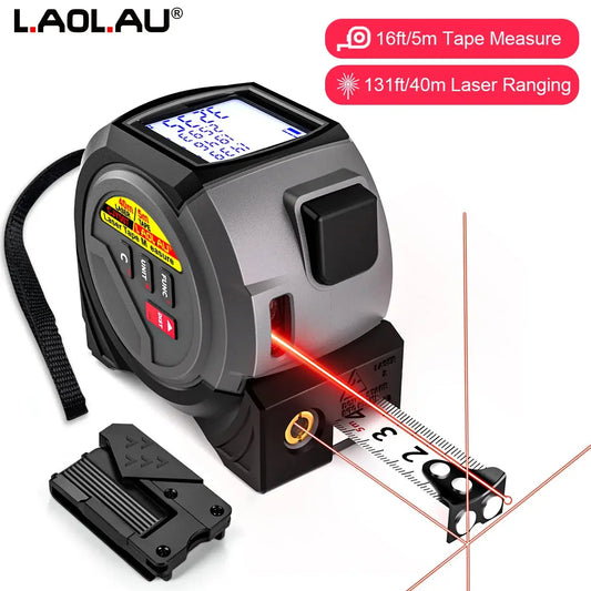 3-in-1 Laser Tape Measure, 60M Laser Rangefinder with 5M Tape and LCD Digital Display - Rehmiar