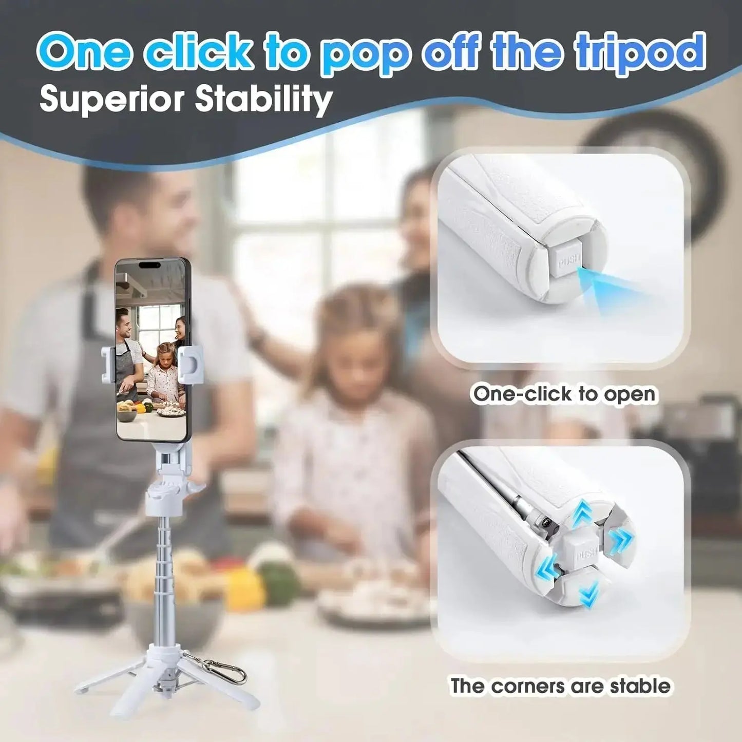 Magnetic Phone Tripod Stand – MagSafe Compatible Selfie Stick with Wireless Remote Rehmiar