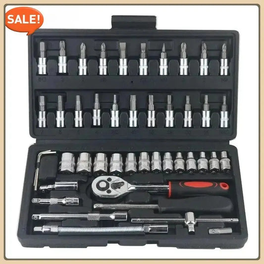 46-piece car repair tool kit 1/4-inch socket set car repair maintenance tools - Rehmiar