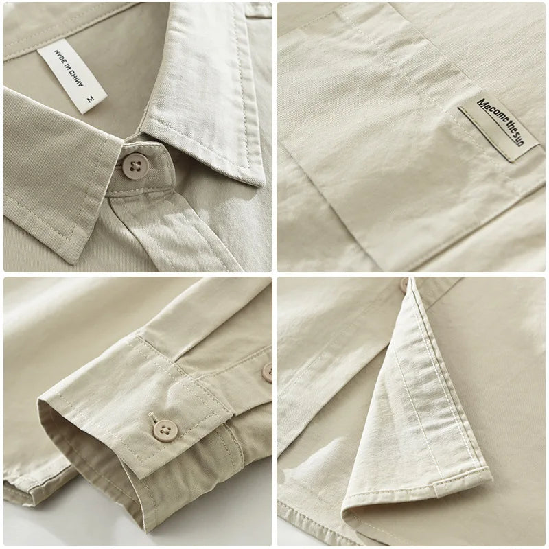 Autumn New Turn-down Versatile Collar Cargo Long Sleeve Shirt - Rehmiar