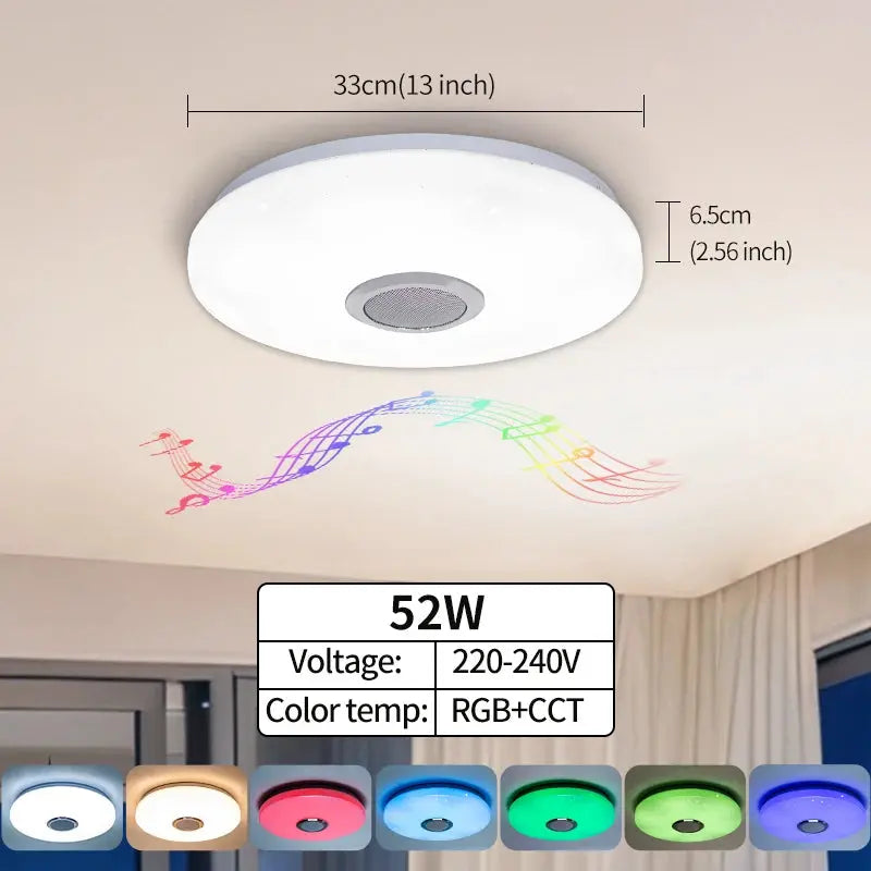 Smart RGB Ceiling Light – 36W/52W Music Sync, APP & Bluetooth Control, Remote Controlled Modern Home Lighting (AC220V) - Rehmiar
