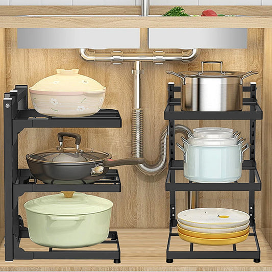 Kitchen Corner Ra Multi-Layer Pot Holder Sink Strainer Cabinet Interior Counter Space Saving Home Use Storage Organizer