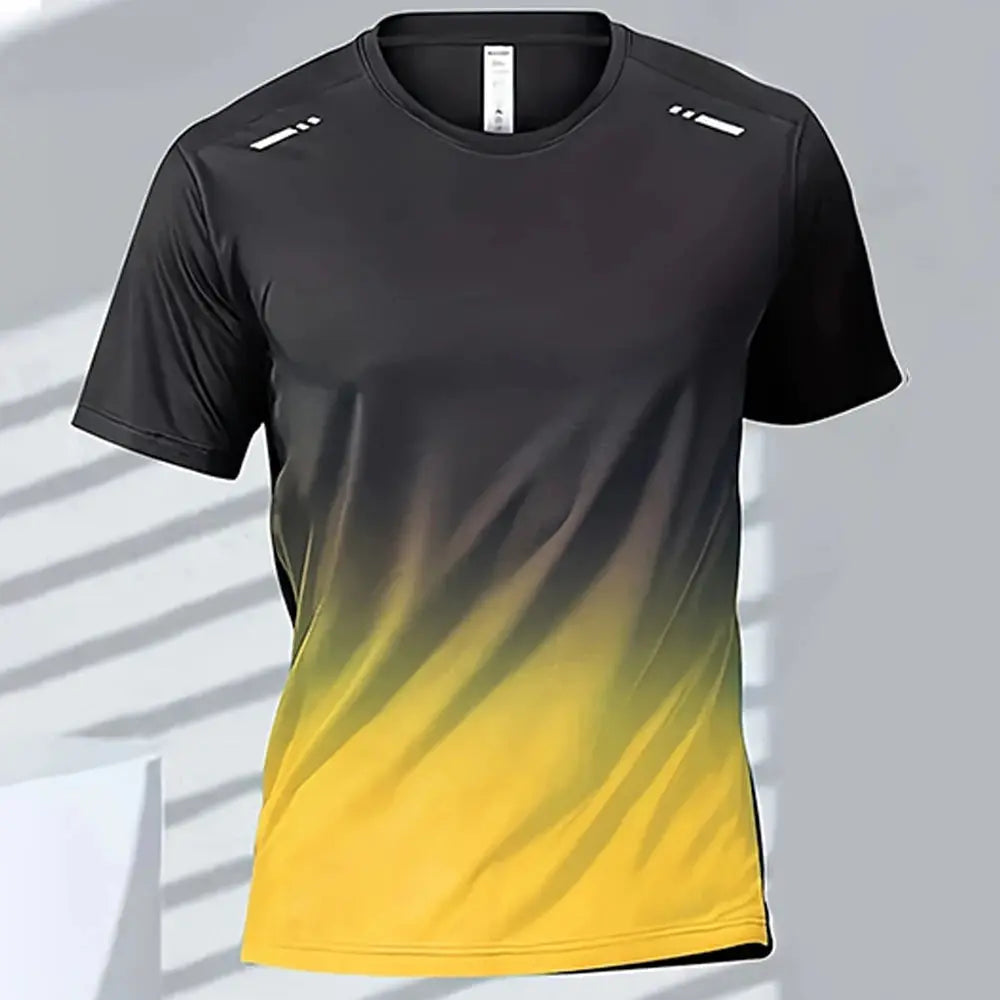Men's Quick-Drying Gradient Short Sleeve T-Shirt – Sports Tee for Outdoor Workout, Basketball, Training & Running - Rehmiar
