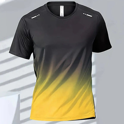 Men's Quick-Drying Gradient Short Sleeve T-Shirt – Sports Tee for Outdoor Workout, Basketball, Training & Running - Rehmiar