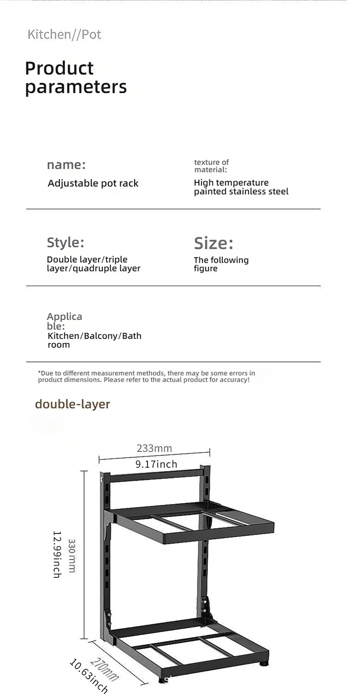 Adjustable Kitchen Shelf – 2-4 Tier Space-Saving Storage Rack for Pots, Under Sink & Corner Use - Rehmiar